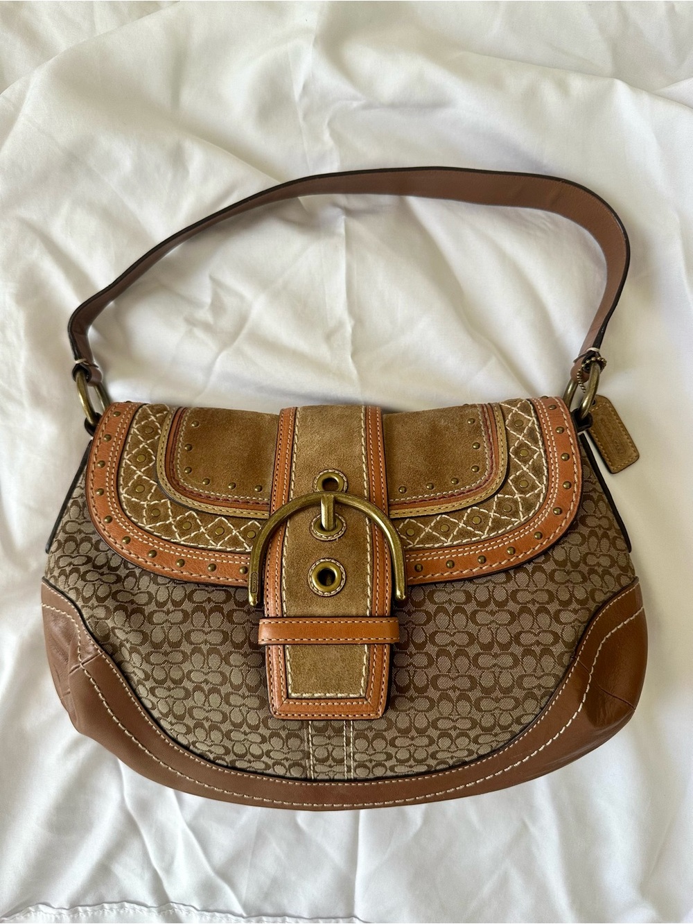 Vintage Coach Brown Studded SoHo Shoulder Bag F11517